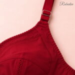 Deep Red Classic Ladies Bra with Scalloped Stitch Detail - Image 4