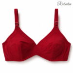 Deep Red Classic Ladies Bra with Scalloped Stitch Detail - Image 2