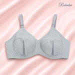 Gray Lace-Style Ladies Bra with Net Detail
