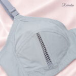 Gray Lace-Style Ladies Bra with Net Detail - Image 3
