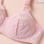 Light Pink Lace Style Ladies Bra with Net Detail - Image 2