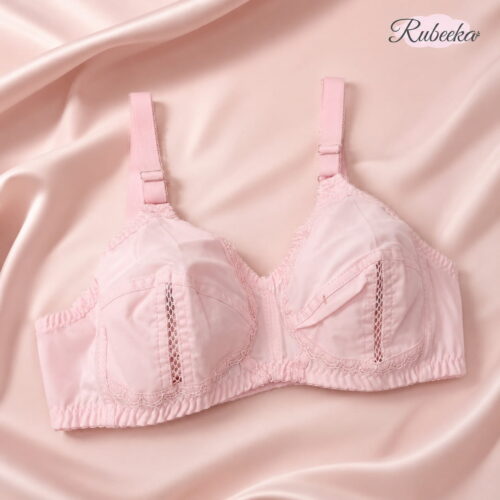 Light Pink Lace Style Ladies Bra with Net Detail