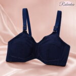 Navy Blue Lace Style Ladies Bra with Net Detail - Image 2